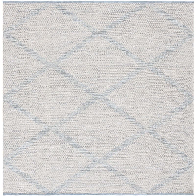 Coastal Essence Light Blue Cotton 6' Square Handwoven Rug