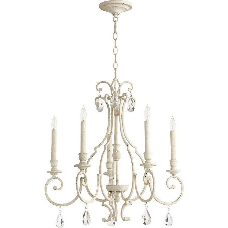 Elegant Persian White 5-Light Transitional Chandelier with Candle Bulbs