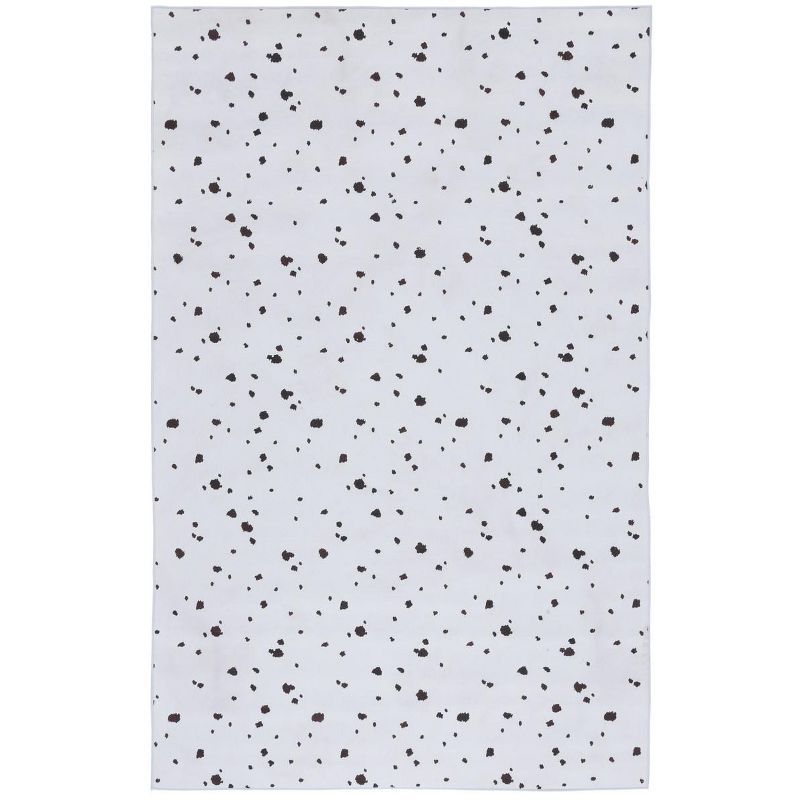 Rectangular Black Synthetic Hand-Knotted Washable Rug