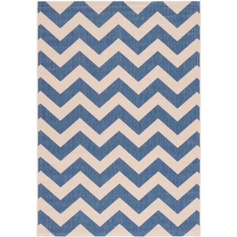 Reversible Chevron Flat-Woven Indoor/Outdoor Rug 5' x 7', Blue/Beige