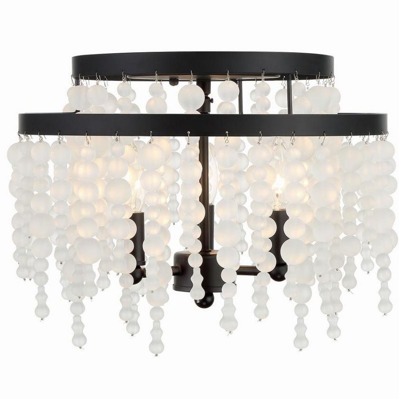 Poppy Matte Black 3-Light Frosted Bead Indoor/Outdoor Chandelier