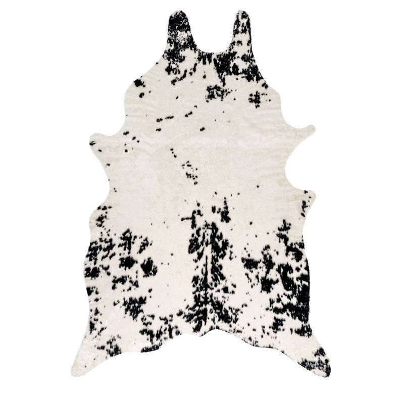 Black and White Faux Cowhide Washable Area Rug