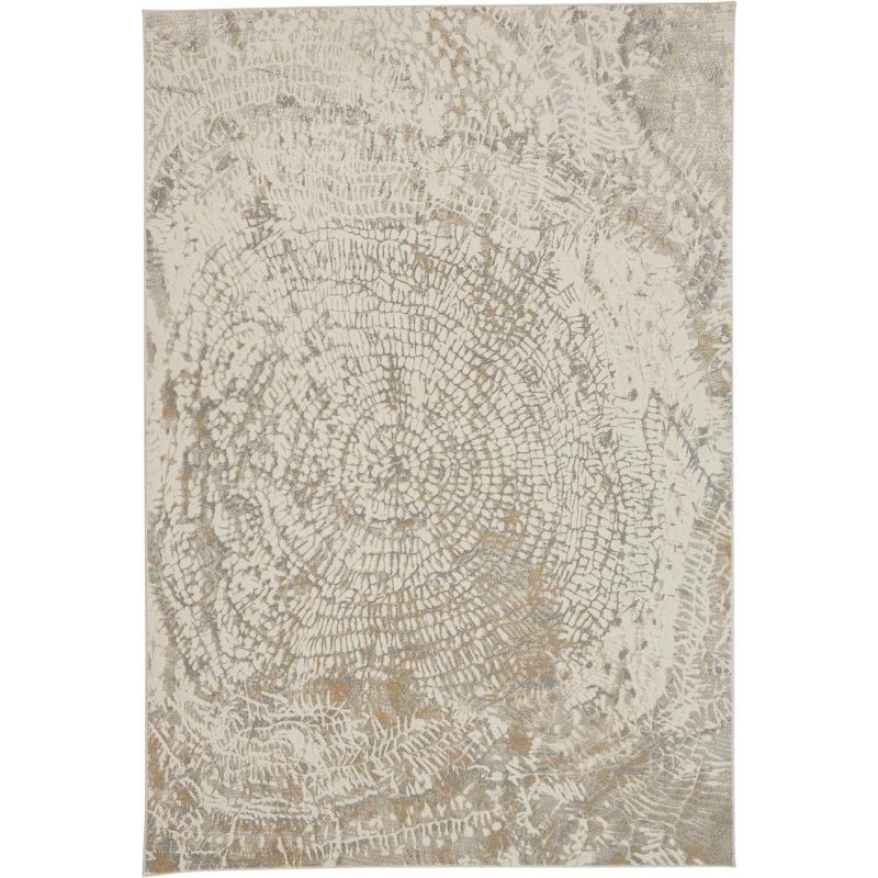 Ivory and Silver Abstract Viscose Area Rug 7.9x10