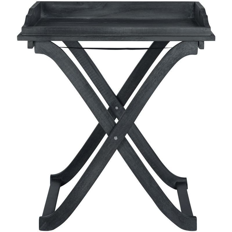 Covina Dark Slate Gray Acacia Wood Rectangular Tray Table