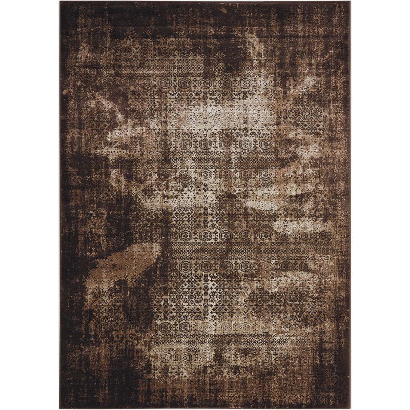 Latte Geometric 5' x 7' Stain-Resistant Synthetic Area Rug