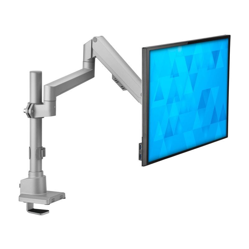 Silver Adjustable Gas Spring Single Monitor Desk Mount