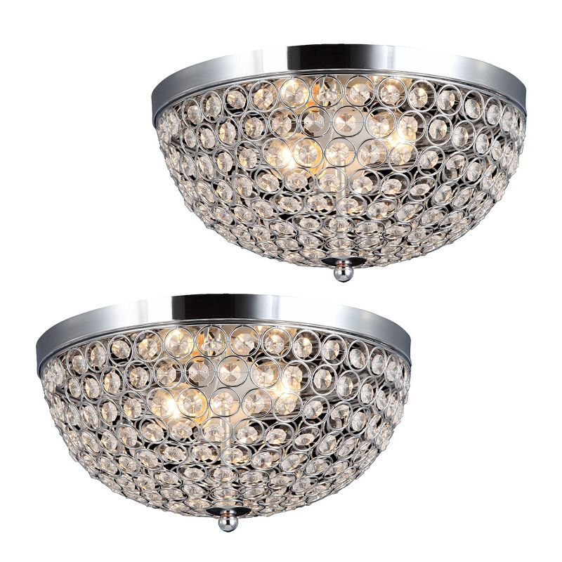 Elipse Crystal Chrome Dual Flush Mount Ceiling Light Set