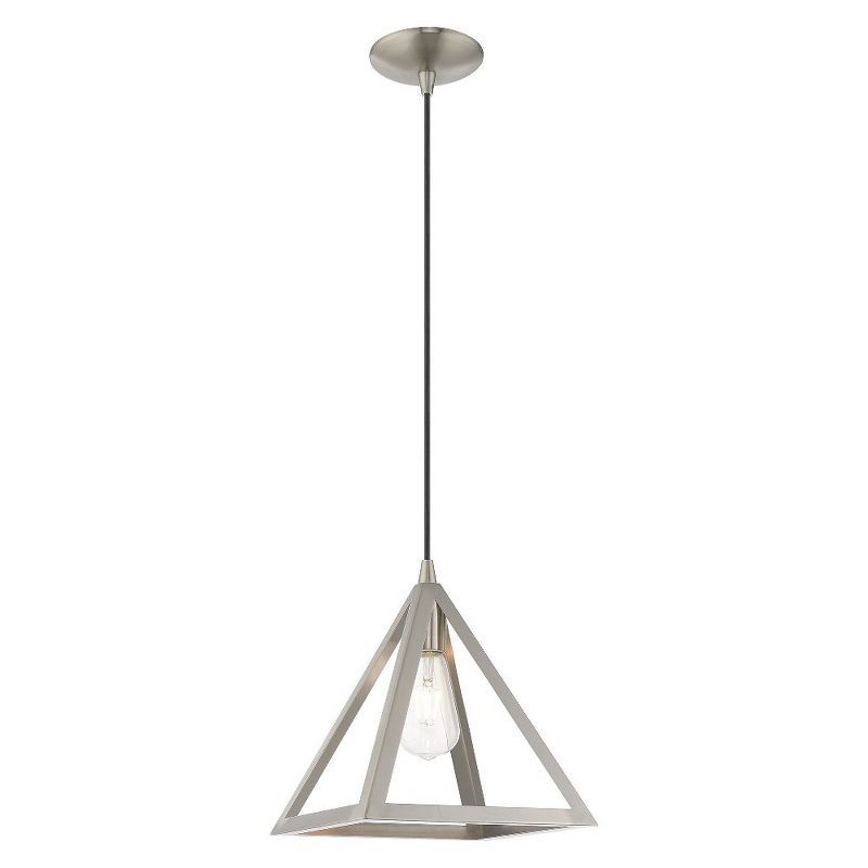 Brushed Nickel Mini Pendant Light with Geometric Shade