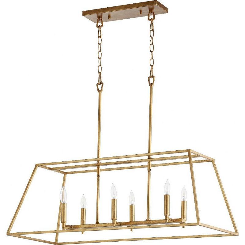 Elegant Gold Leaf 6-Light Linear Indoor/Outdoor Pendant