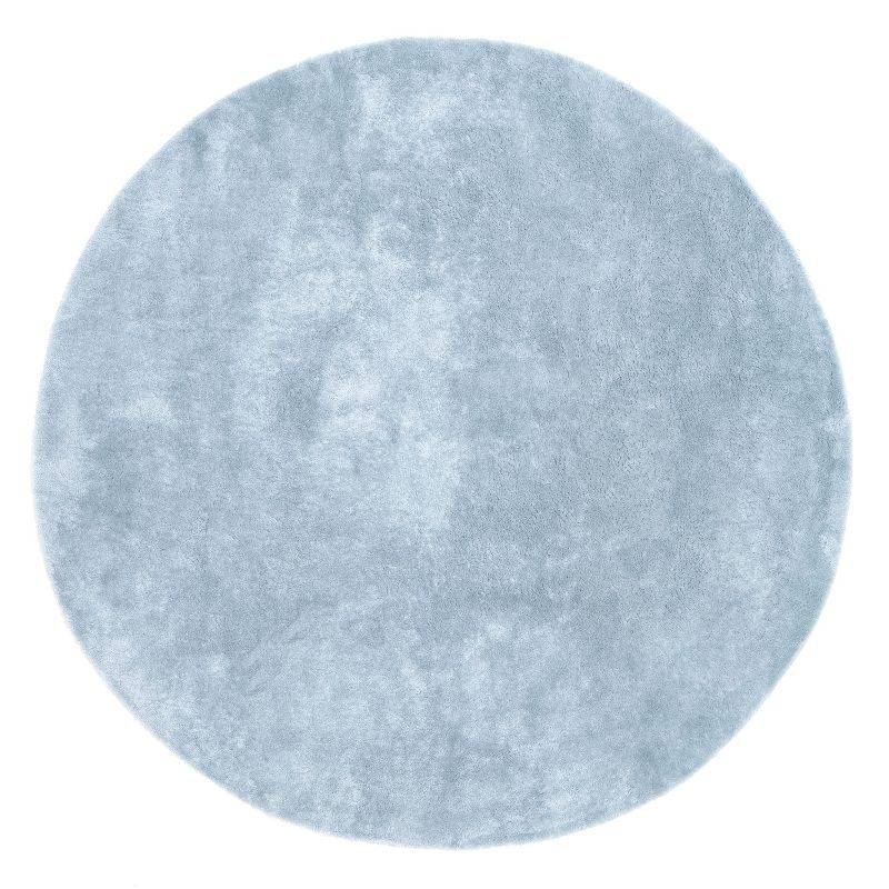 Loni Light Blue Round 6' Machine Washable Shag Area Rug