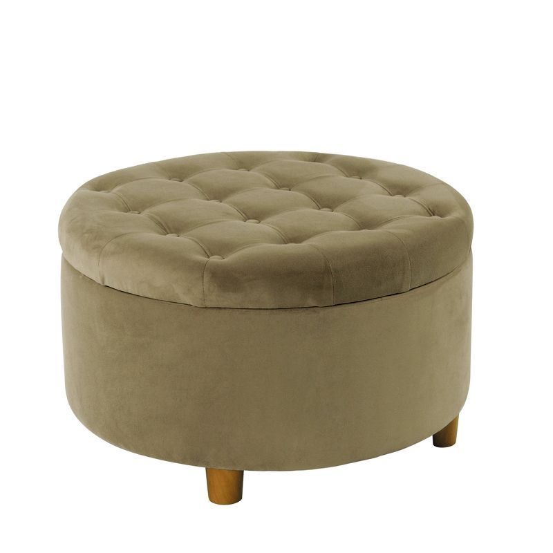 Tufted Round Storage Ottoman Velvet - HomePop