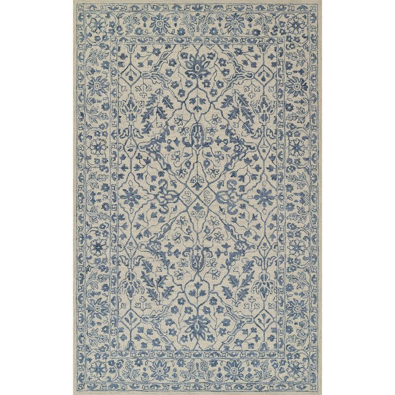 Hand Tufted Blue Wool Rectangular Area Rug 3'6" x 5'6"