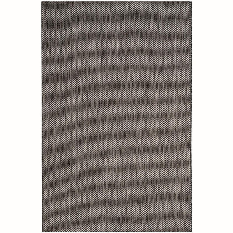 Black and Beige Synthetic Indoor/Outdoor Area Rug, 5'3" x 7'7"