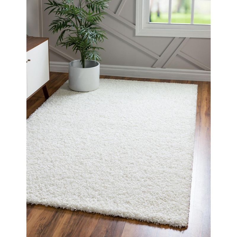 Snow White 3'3" Square Shag Rug for Easy Care and Kids' Spaces