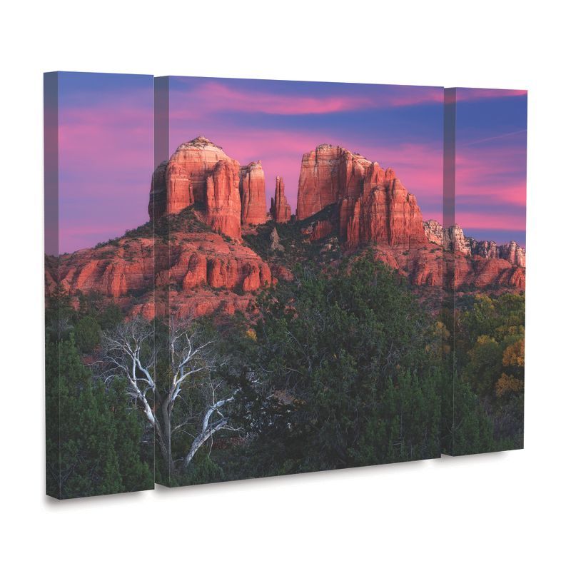 Sedona Cathedral Rock Dusk 3-Piece Canvas Art Set