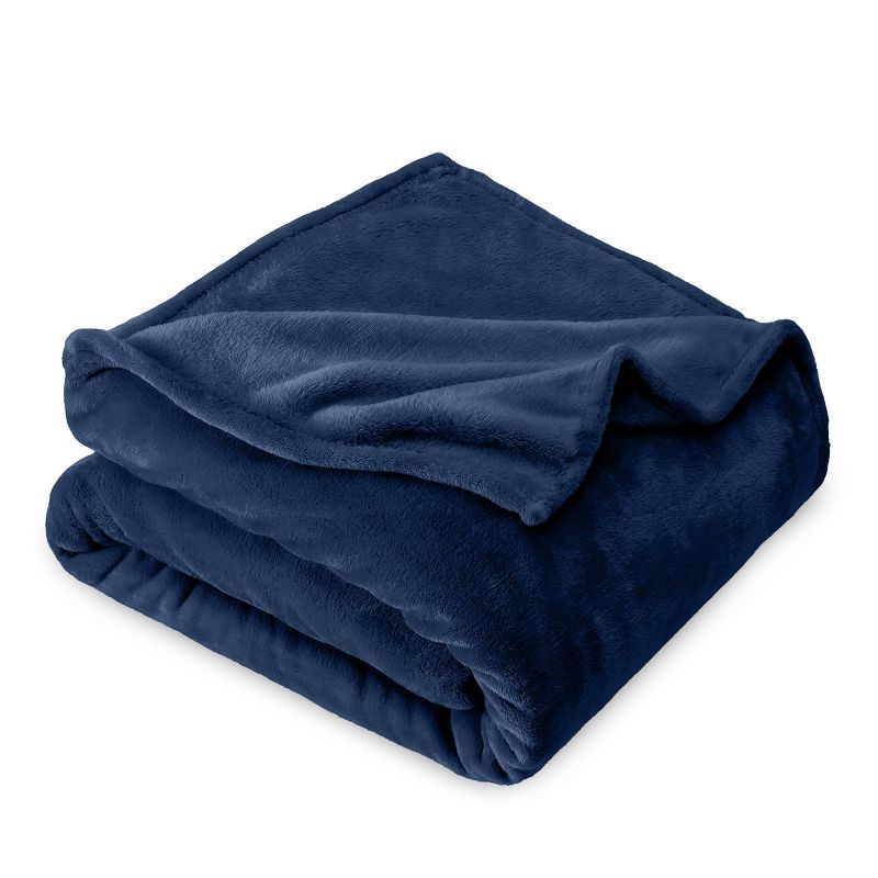 Navy Blue Fleece and Wool Reversible Toddler Throw