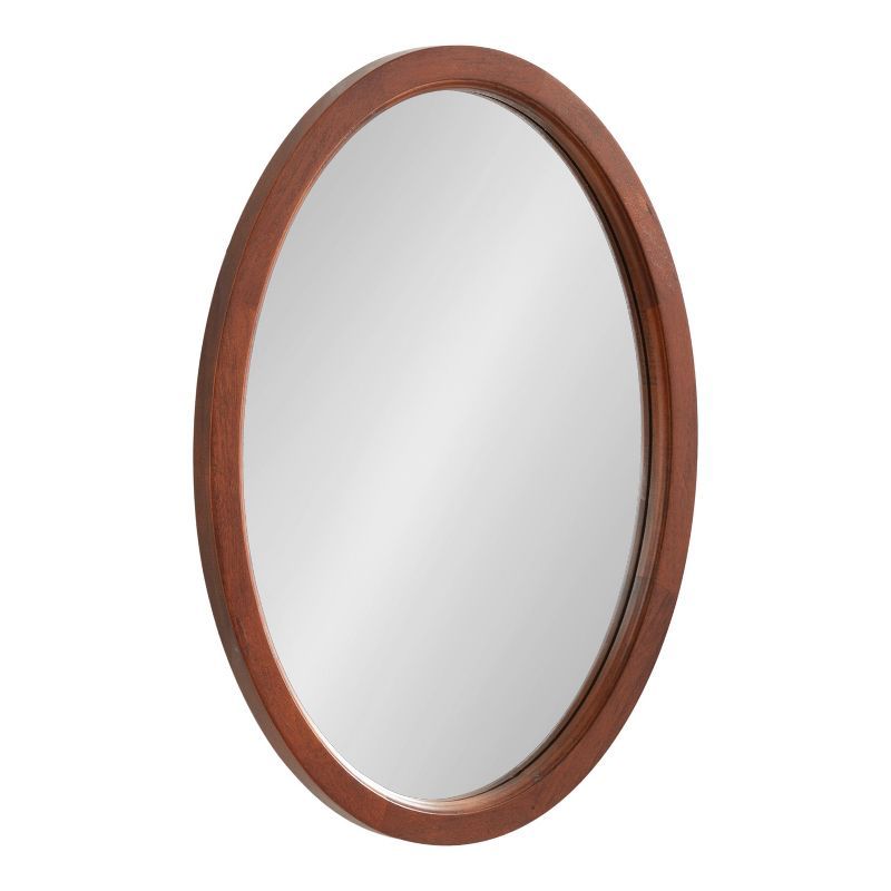 Hogan 18" x 24" Walnut Oval Wood Framed Wall Mirror