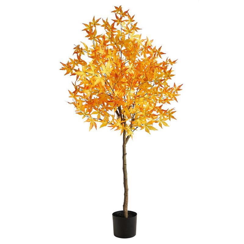 5-ft Autumn Maple Artificial Tree in Black Pot