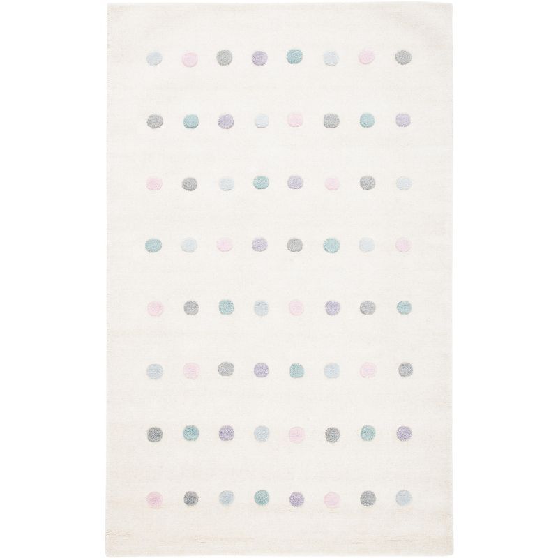 Ivory Hand-Tufted Wool Kids' Polka Dot Rug, 3' x 5'