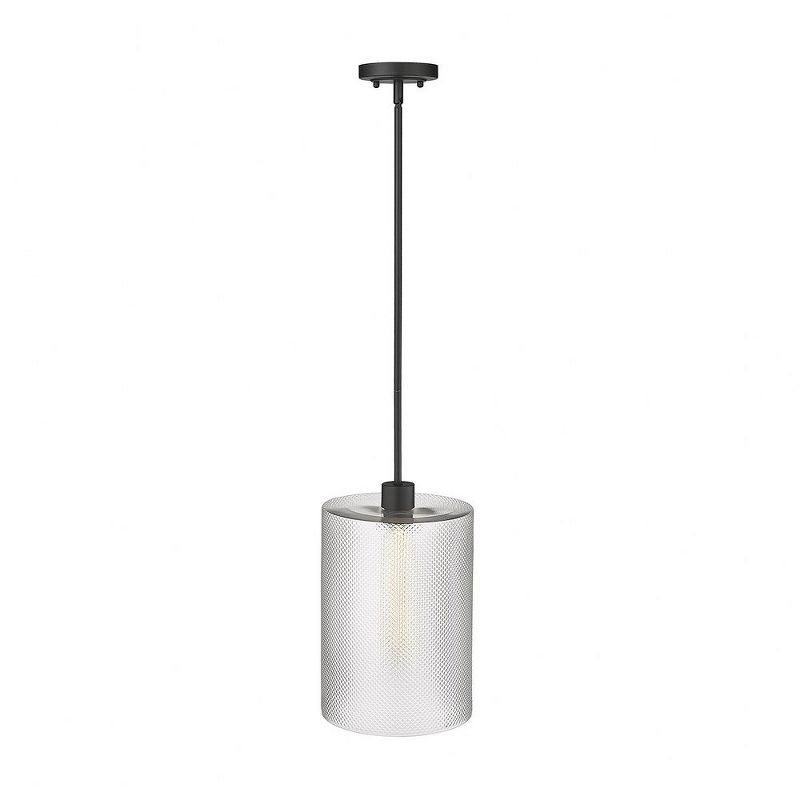 Olena Matte Black and Nickel Glass Pendant Light