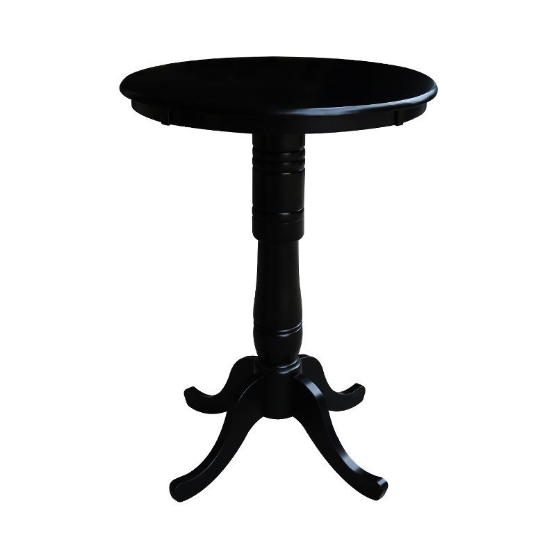 30" Round Black Wood Bar Height Pedestal Table