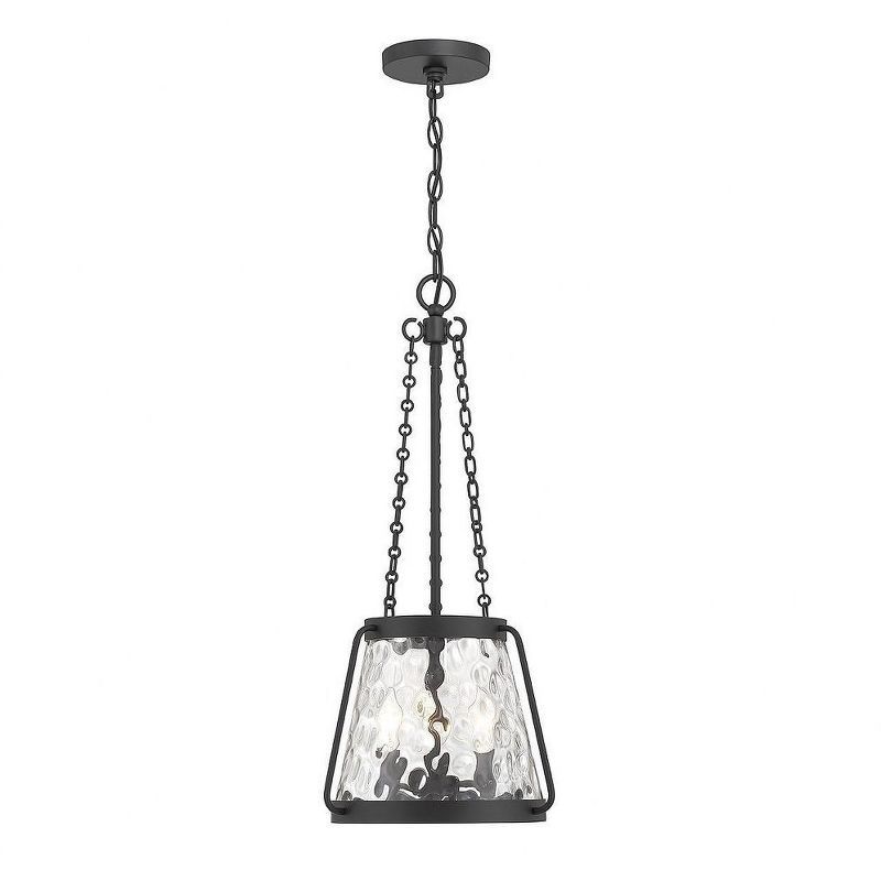 Crawford Matte Black 3-Light Pendant with Clear Water Glass Shade