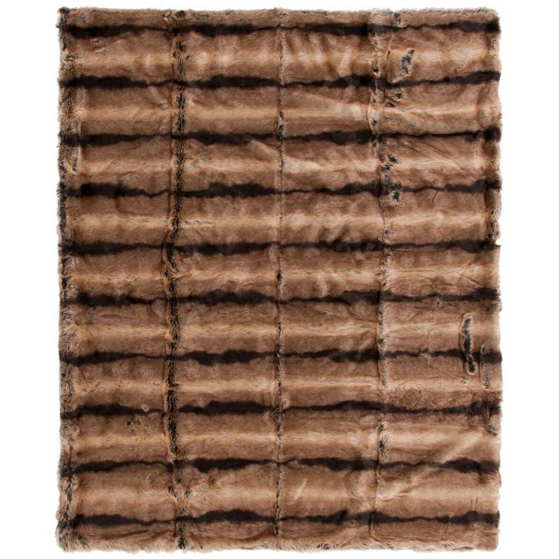 Chocolate Faux Fur Reversible Throw Blanket 50" x 60"