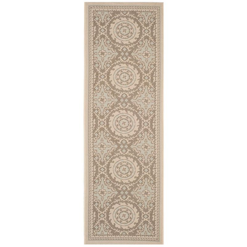 Reversible Gray Courtyard 27" Easy-Care Synthetic Area Rug