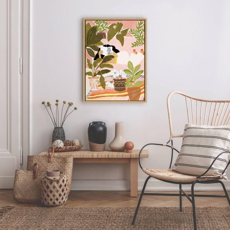 Never Enough Plants Botanical Canvas Art in Natural Frame