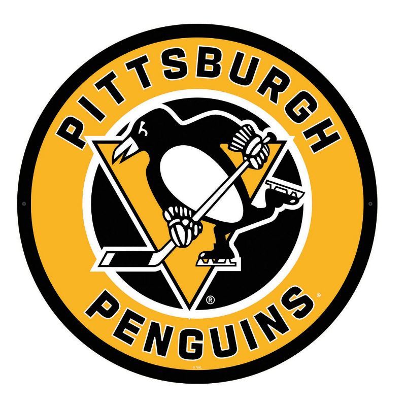 Pittsburgh Penguins Round LED Wall Decor, 23 Inches, Aluminum and Acrylic