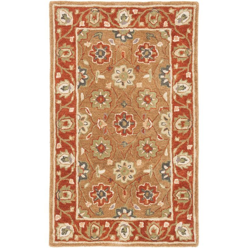 Beige and Rust Hand-Tufted Wool Area Rug, 3' x 5'