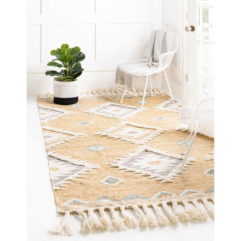 Mesa Yellow Geometric Flat Woven Wool Area Rug 6' x 9'