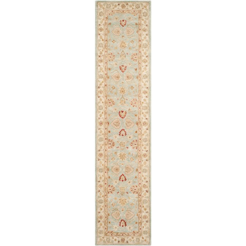 Lorraine Floral Grey Blue and Beige Hand-Tufted Wool Runner Rug - 2'3" x 14'