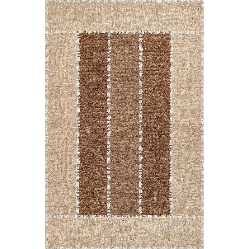 Beige and Brown Handmade Wool Tufted Rectangular Rug