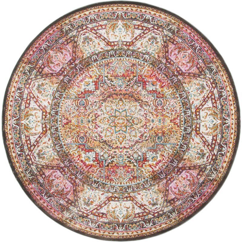 Silk Road Inspired Ivory Viscose 6'7" Round Area Rug