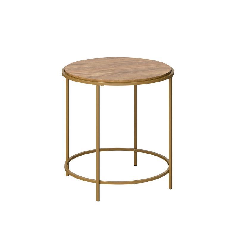 Sindoori Mango Round Wood and Metal Side Table