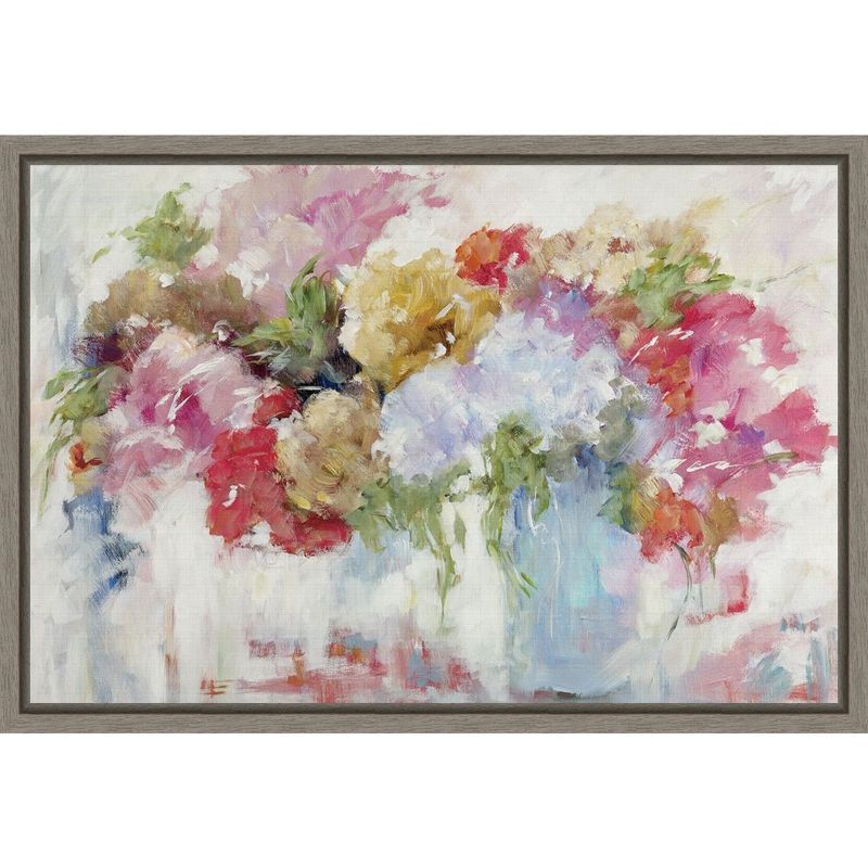 Floral Botanical Lithograph Canvas Wall Art in Cool Tones, 16x23