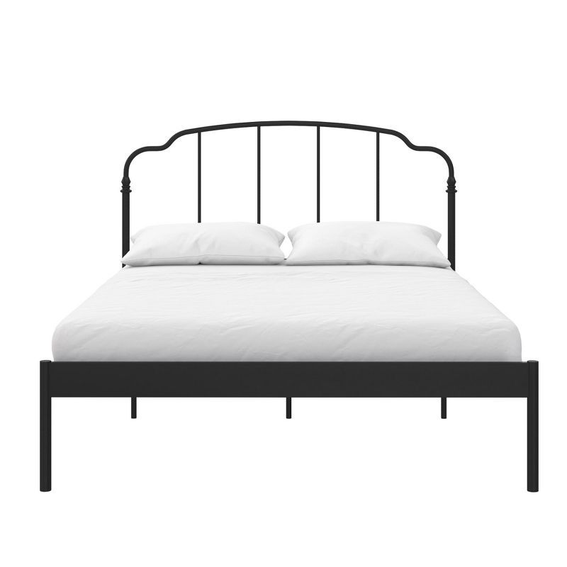 Camie Black Metal Full Size Adjustable Platform Bed with Headboard