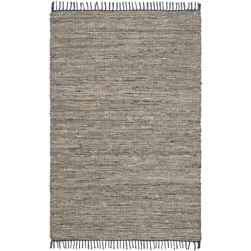 Edgy Elegance Gray Cowhide Handwoven Flatweave Area Rug - 5x8