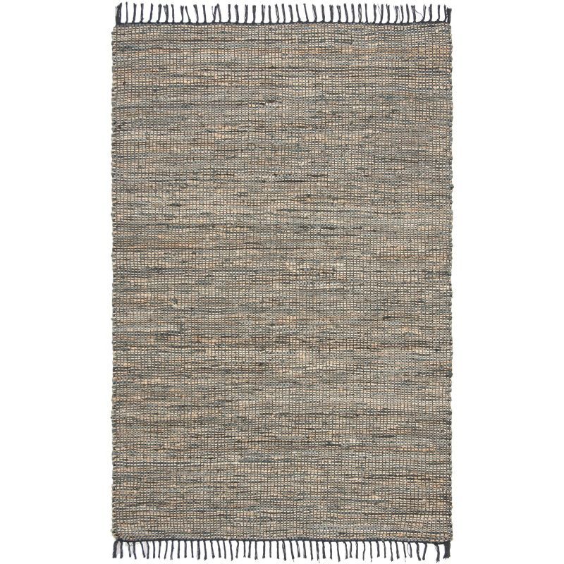 Edgy Elegance Gray Cowhide Handwoven Flatweave Area Rug - 5x8