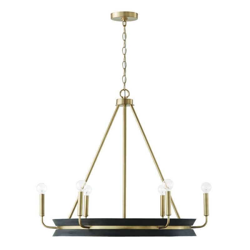 Finn Black Stain Matte Brass 6-Light Chandelier