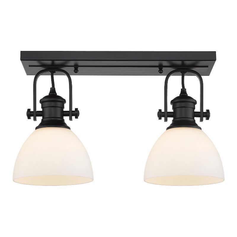 Matte Black Glass Transitional Semi-Flush Light Fixture