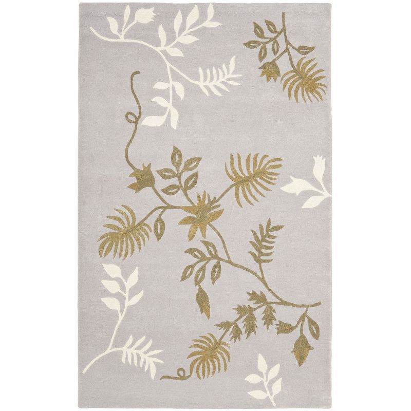 Light Grey Hand Tufted Wool and Viscose Area Rug