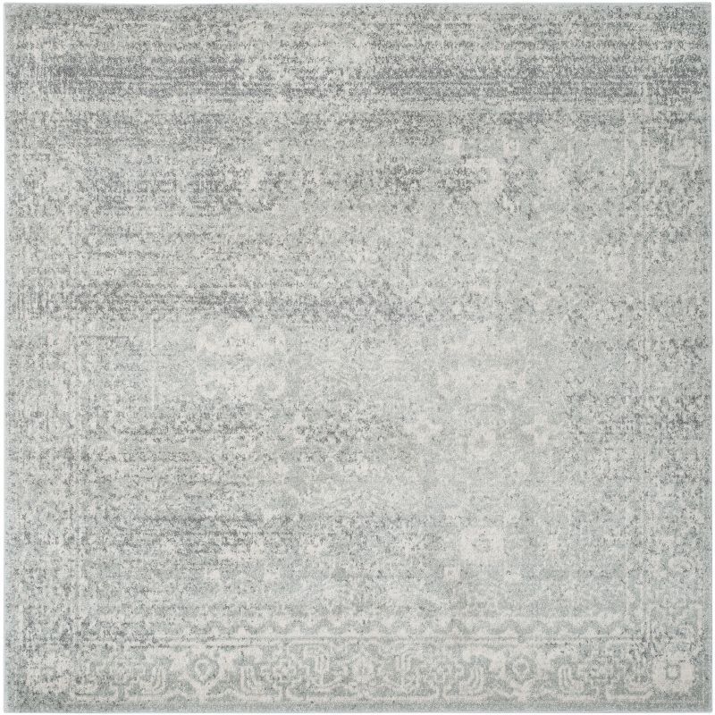 Evoke Silver and Ivory Square Synthetic Area Rug