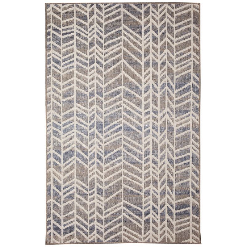 Cove Ivory and Grey Square Synthetic Indoor/Outdoor Rug