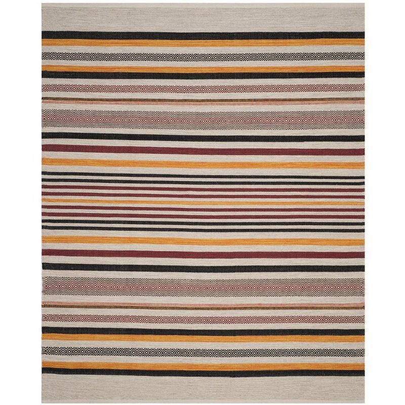 Coastal Charm Red Stripe Handwoven Cotton-Wool 8' x 10' Rug