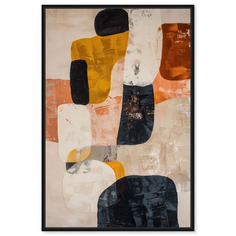 Large Multicolor Abstract Canvas Wall Art with Black Frame