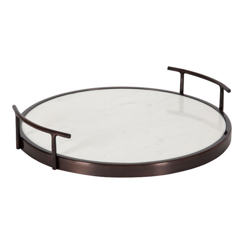 Elegant Round 14'' Bronze Marble Display & Serving Tray