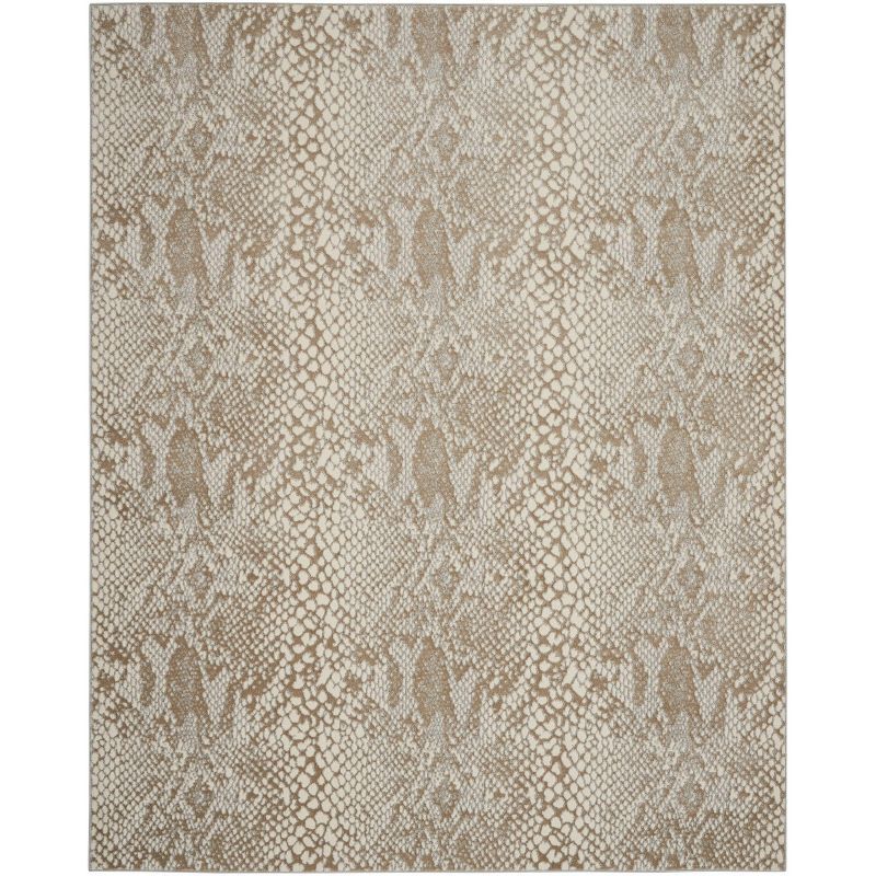 Ivory Beige 8' x 10' Abstract Animal Print Area Rug