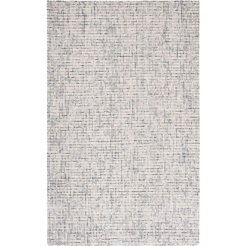 Ivory and Gray Abstract Handmade Wool Area Rug